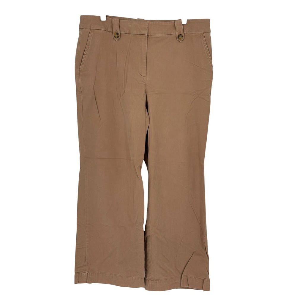 Talbots Wide Leg Pant Tan Khaki Stretch Cotton Blend 16